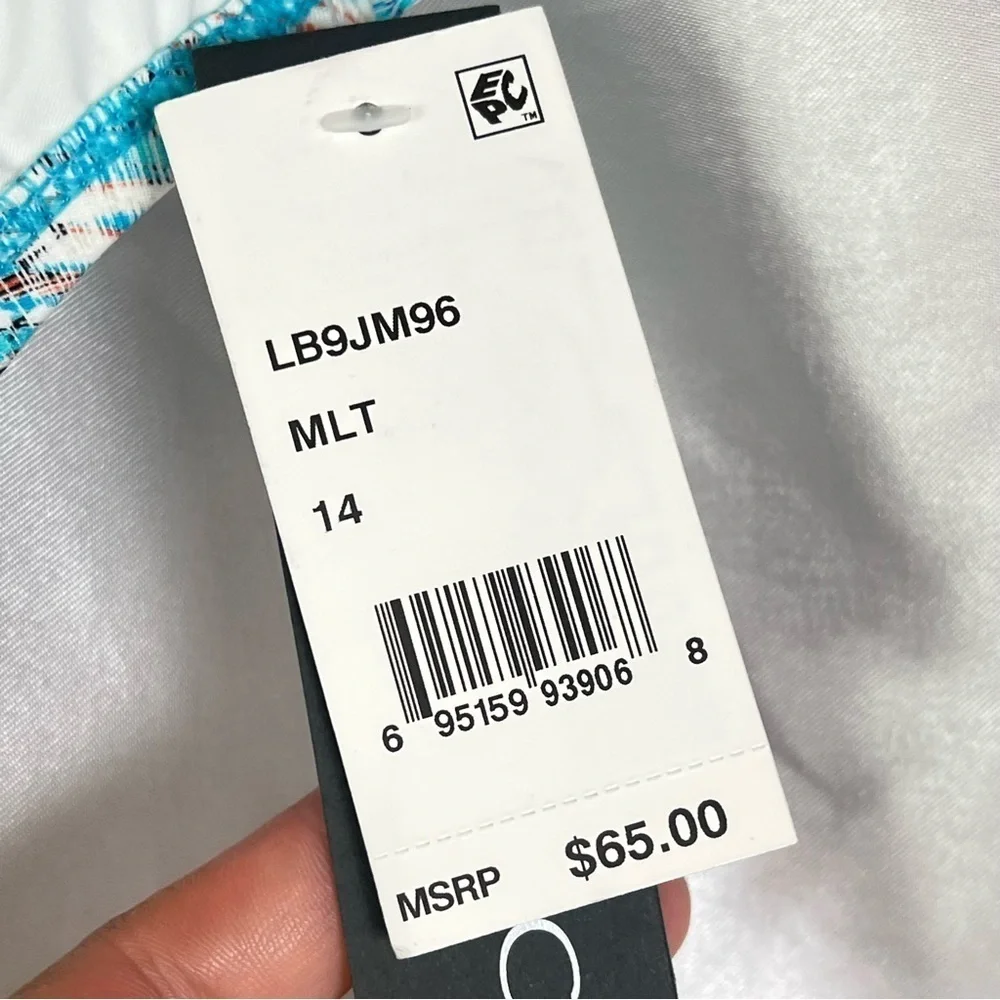 La Blanca Blue Geometric High-Waist Bikini Bottom Size 14 NWT | Swim Luxe Trend